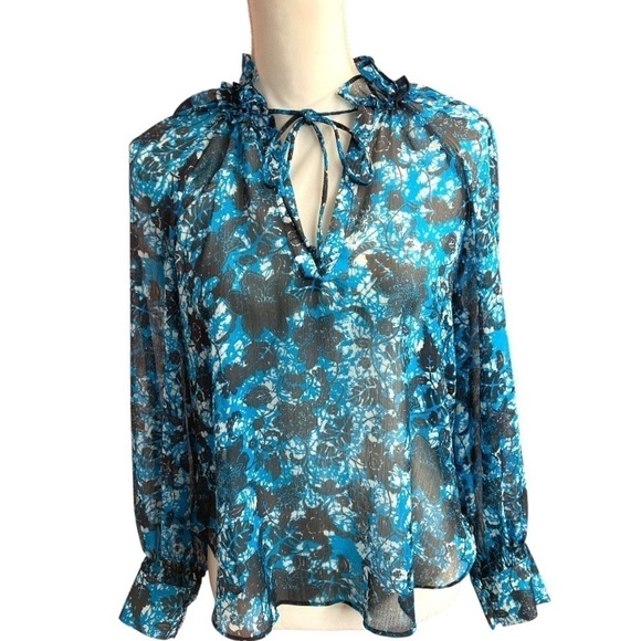 Anthropologie Sheer Print Peasant Blouse - Picture 6 of 14